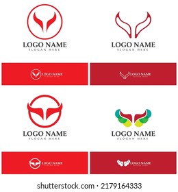 Devil horn vector icon logo design illustration template