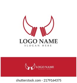 Devil horn vector icon logo design illustration template