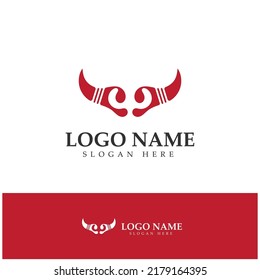 Devil horn vector icon logo design illustration template