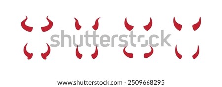 Devil horn Vector icon red Template design. Demon satan horns symbol. Vector illustration