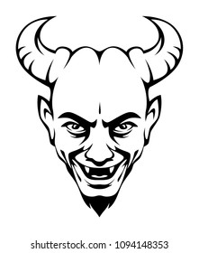 Devil Horned Head On White Background Stock Vector (Royalty Free ...