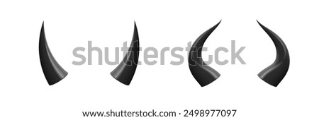 Devil horns 3d halloween costume icon. Blackl demon or satan carnival element. Symbol of evil. Sexy design element isolated on white background.