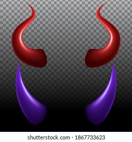 Devil horns collection. Vector Illustration