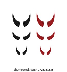 Devil Horns. Halloween Evil Horns Sign, Icon. Isolated On White Background