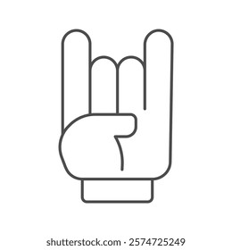 Devil Horns Hand thinline icon , vector, pixel perfect, illustrator file