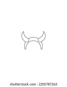 devil horns headband, devilish scary monster vector illustration isolated on white background. Halloween line art vector. Perfect for coloring book, textiles, icon, web, painting, children's books.