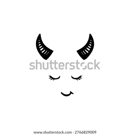 Devil horns icon logo design. Demon horn sign and symbol. Hand drawn devil horns icon. Satanic devil horns silhouette vector illustration.