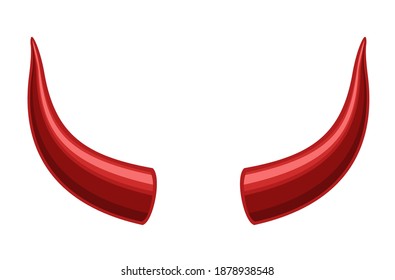 Devil horns isolated on white background, Red devil demon satan horn icon. Monster symbol. Vector illustration