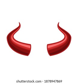 Devil horns isolated on white background, Red devil demon satan horn icon. Monster symbol. Vector illustration