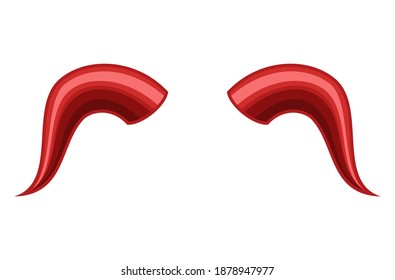 Devil horns isolated on white background, Red devil demon satan horn icon. Monster symbol. Vector illustration