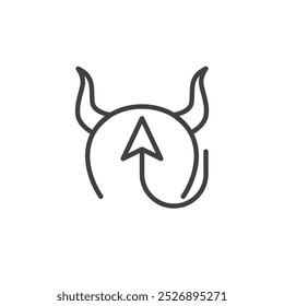 Devil Horns line icon. linear style sign for mobile concept and web design. Devil Horns and tail outline vector icon. Symbol, logo illustration. Vector graphics