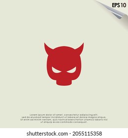 Devil With Horns Logo Design Vector Template