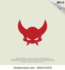 Devil With Horns Logo Design Vector Template