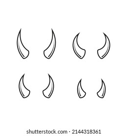 Devil horns set icon. Vector. Line style.