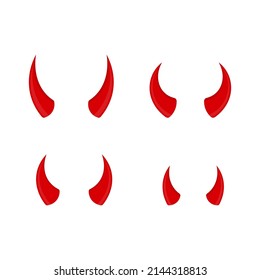 Devil horns set icon. Vector illustration.