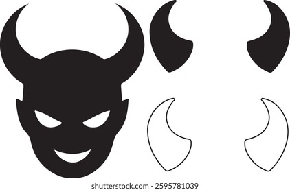 Devil Horns Silhouette Design On White Background