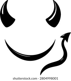 Devil horns and tail silhouette against a white background antlers