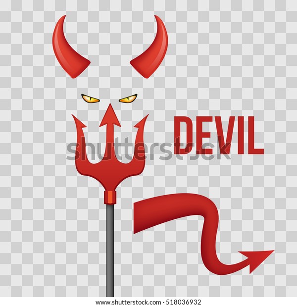 Devil Horns Trident Eyes Tail Isolated Stock Vector Royalty Free