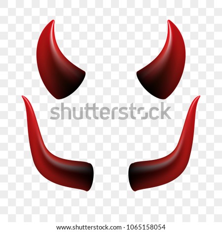 Devil horns video chat face camera effect selfie application vector icon