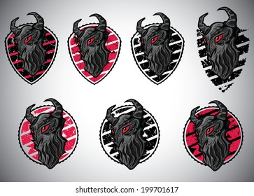 devil horror profile on the textured striped background