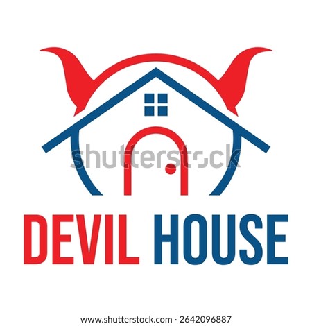 devil house flat minimalist logo design