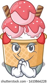 Devil ice cream sundae Cartoon in character design