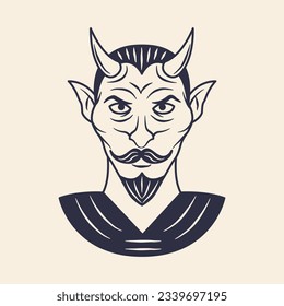 Devil icon. Devil icon isolated on white background. Print for t-shirt, typography. Vector illustration