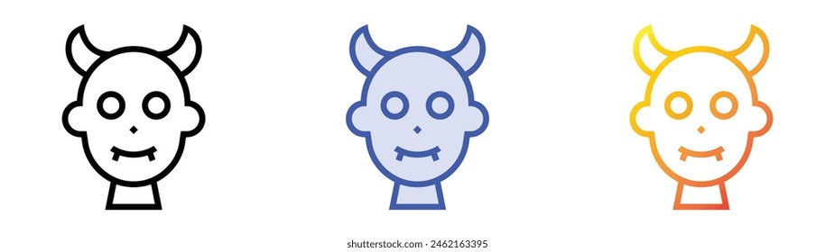 devil icon. Linear, Blue Fill and Gradient Style Design Isolated On White Background