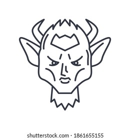 Devil icon, linear isolated illustration, thin line vector, web design sign, outline concept symbol with editable stroke on white background.
