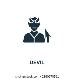 Devil icon. Monochrome simple line Game Element icon for templates, web design and infographics