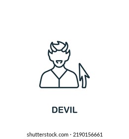 Devil icon. Monochrome simple line Game Element icon for templates, web design and infographics