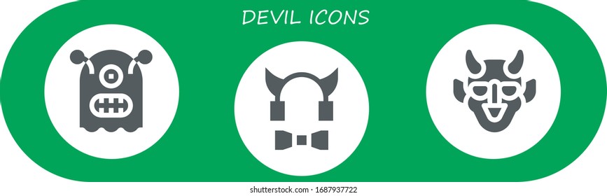 devil icon set. 3 filled devil icons.  Simple modern icons such as: Monster, Devil, Hannya