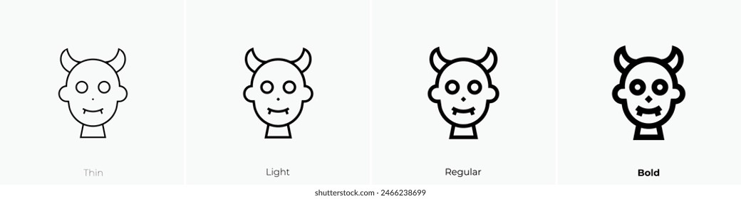 devil icon. Thin, Light Regular And Bold style design isolated on white background