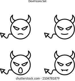 devil icons set isolated on white background. devil icon thin line outline linear devil symbol for logo, web, app, UI. devil icon simple sign.