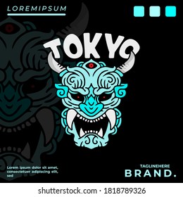 Devil illustration for poster, sticker, or apparel merchandise.With tribal and hipster style.