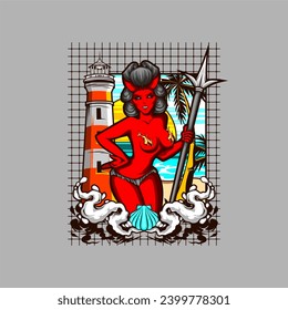 devil illustration for t shirt design