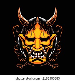 The Devil Japanese Skull Mask Illustration