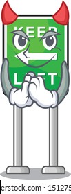 Devil keep left road sign mascot isolated cartoon