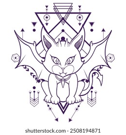 Devil Kitty Artwork with Geometrical Background 3 For Esport Logo