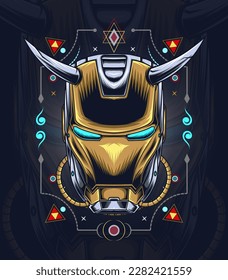 devil knight robotic with neon color