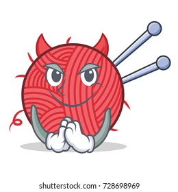 Devil knitting character cartoon style