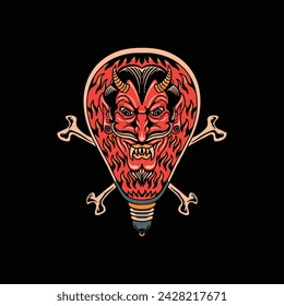 devil in the lamp tattoo vector design