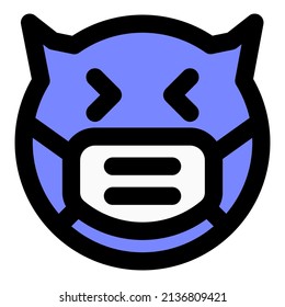 devil laughing with eyes squint wearing the face mask