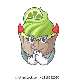 Devil lemon cupcake mascot cartoon