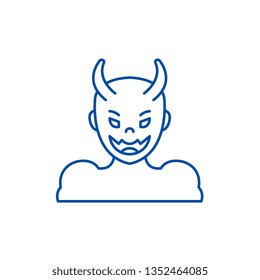 Devil line icon concept. Devil flat  vector symbol, sign, outline illustration.