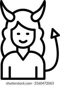 Devil Line Vector Icon Design