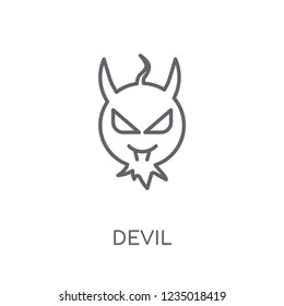 Devil linear icon. Modern outline Devil logo concept on white background from Fairy Tale collection. Suitable for use on web apps, mobile apps and print media.