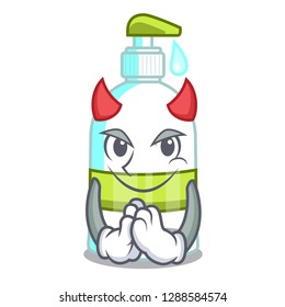 Devil liquid soap isolated with on mascot
