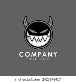 Devil Logo - Devil With Horns Logo Design Vector Template - Devil mascot logo - Devil Gaming black and white logo