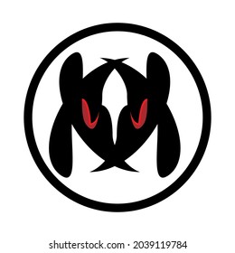 Devil logo illustration vector template, black flat design